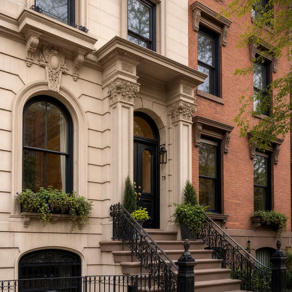 Historic limestone rowhouses in Prospect Lefferts Gardens
